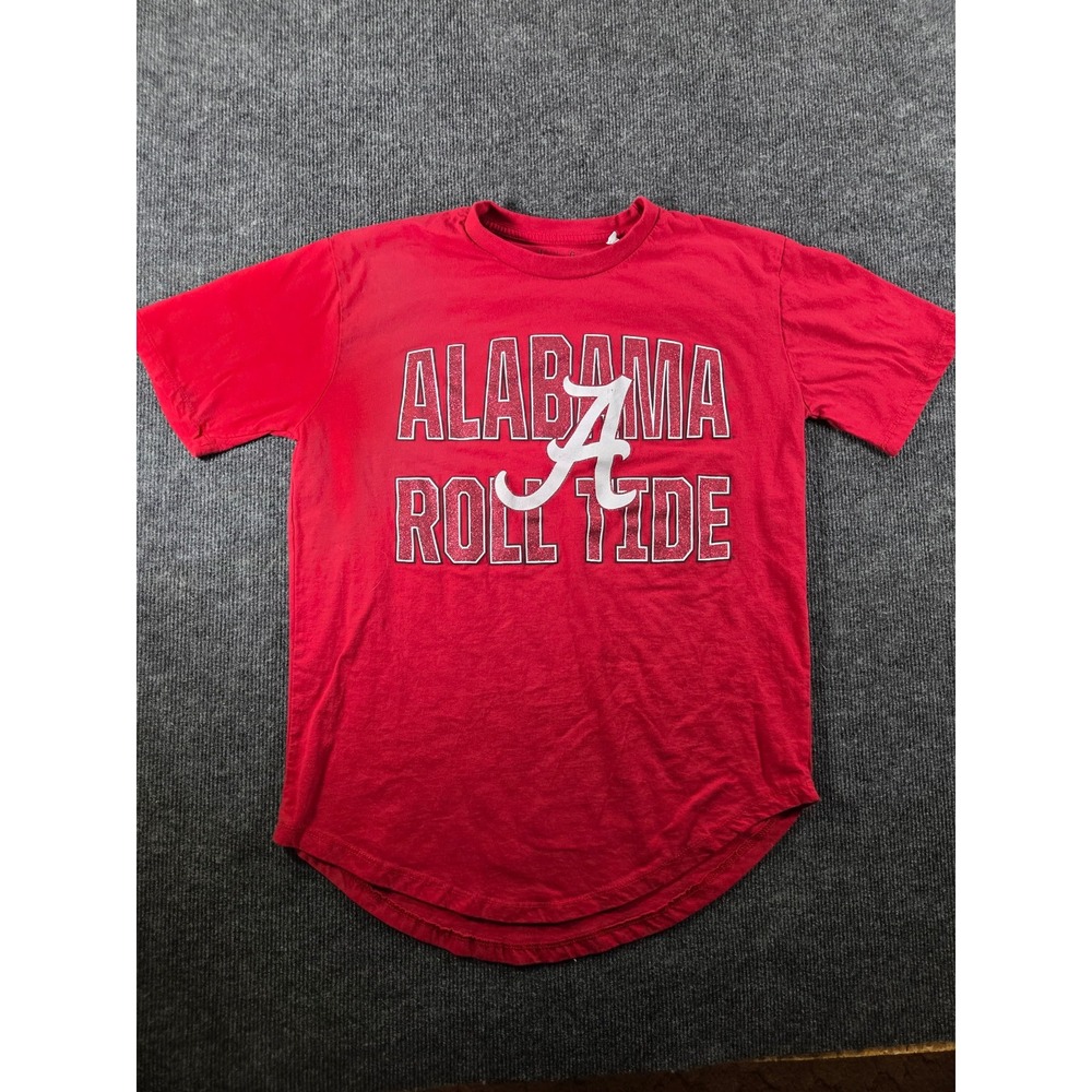 Pressbox Alabama Crimson Tide Roll Tide Red Graphic T-Shirt Curved Hem Mens S